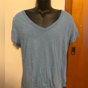 Blue Oversized V-neck T-shirt